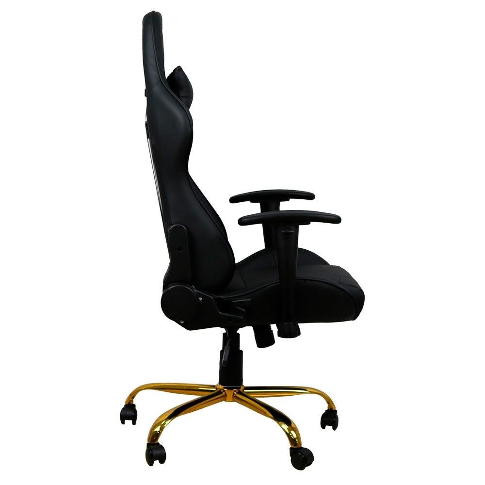Cadeira Gamer Mymax MX7, Até 150kg, Com Almofadas, Reclinável, Descanso de Braço 2D, Preto Gold Edition - MGCH-002/BK Cadeira Gamer Mymax MX7, Até 150kg, Com Almofadas, Reclinável, Descanso de Braço 2D, Preto Gold Edition - MGCH-002/BK