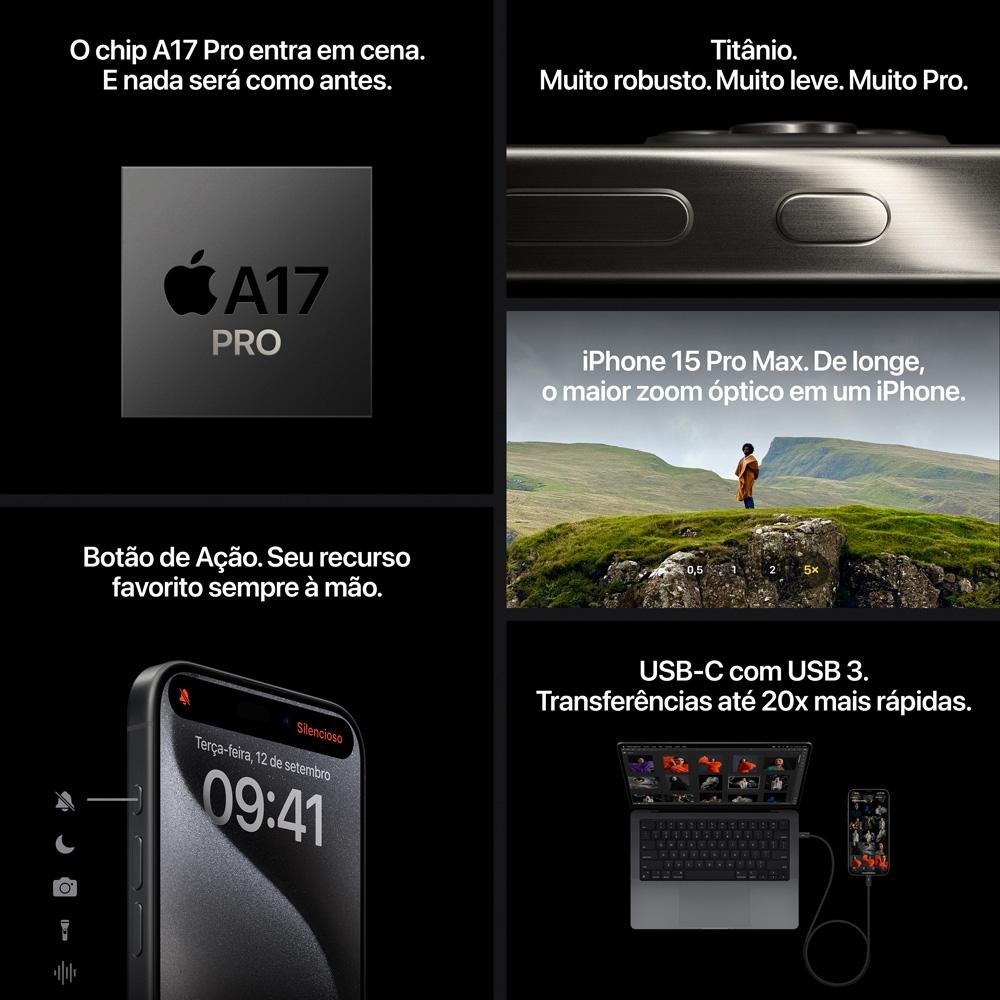 iPhone 15 Pro Apple 512GB Titânio Natural | KaBuM! iPhone 15 Pro Apple 512GB Titânio Natural | KaBuM!