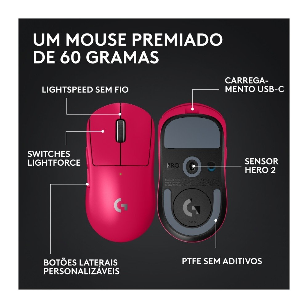 Logitech G Pro X Superlight 2 Rosa | KaBuM!