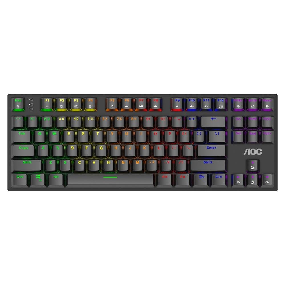 Teclado Mecânico Gamer AOC GK450, LED Rainbow, switch Red, N-Key Rollover e 100% Anti-Ghosting, US - GK450BR/FG Teclado Mecânico Gamer AOC GK450, LED Rainbow, switch Red, N-Key Rollover e 100% Anti-Ghosting, US - GK450BR/FG