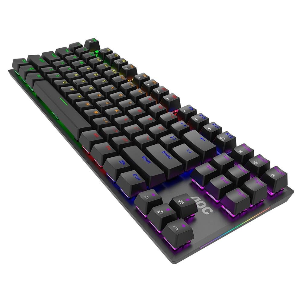 Teclado Mecânico Gamer AOC GK450, LED Rainbow, switch Red, N-Key Rollover e 100% Anti-Ghosting, US - GK450BR/FG Teclado Mecânico Gamer AOC GK450, LED Rainbow, switch Red, N-Key Rollover e 100% Anti-Ghosting, US - GK450BR/FG