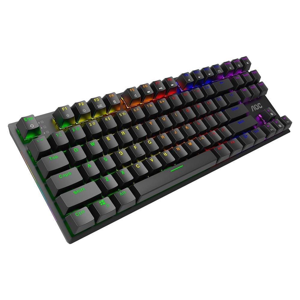 Teclado Mecânico Gamer AOC GK450, LED Rainbow, switch Red, N-Key Rollover e 100% Anti-Ghosting, US - GK450BR/FG Teclado Mecânico Gamer AOC GK450, LED Rainbow, switch Red, N-Key Rollover e 100% Anti-Ghosting, US - GK450BR/FG