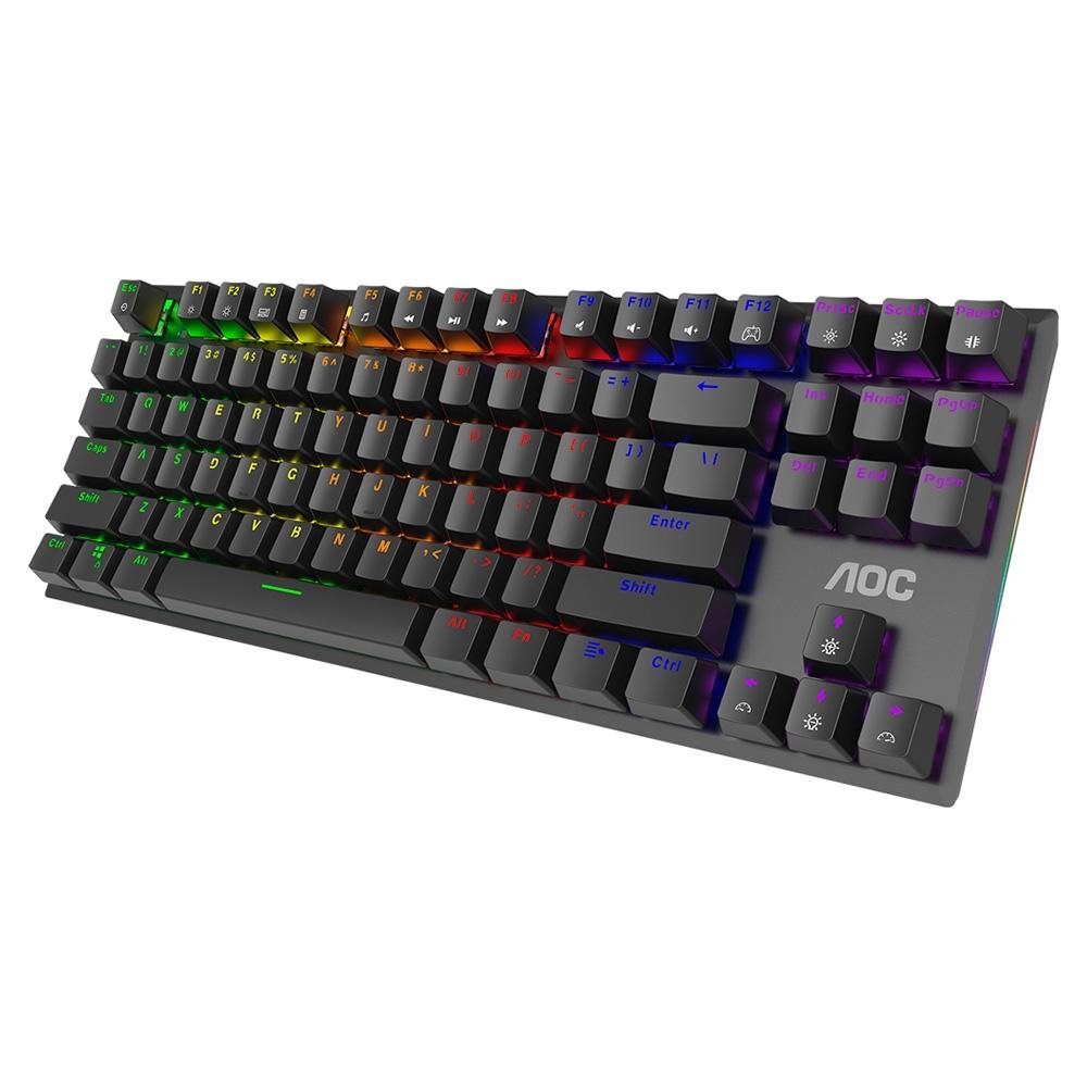 Teclado Mecânico Gamer AOC GK450, LED Rainbow, switch Red, N-Key Rollover e 100% Anti-Ghosting, US - GK450BR/FG Teclado Mecânico Gamer AOC GK450, LED Rainbow, switch Red, N-Key Rollover e 100% Anti-Ghosting, US - GK450BR/FG