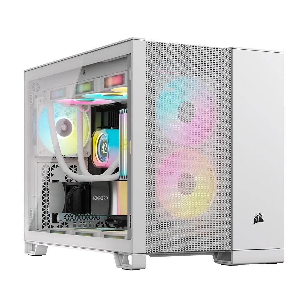 Gabinete Gamer Corsair 2500D, Mini-Tower, M-ATX, Lateral em Vidro Temperado, Sem FANs, Branco - CC-9011264-WW