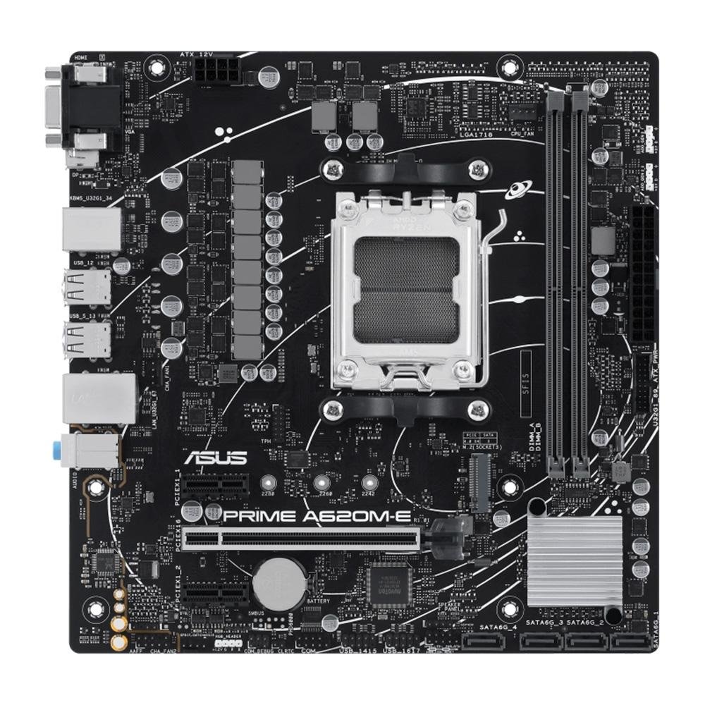 Placa-Mãe ASUS PRIME A620M-E, AMD AM5, A620, mATX, DDR5, Preto - 90MB1F50-M0EAY0