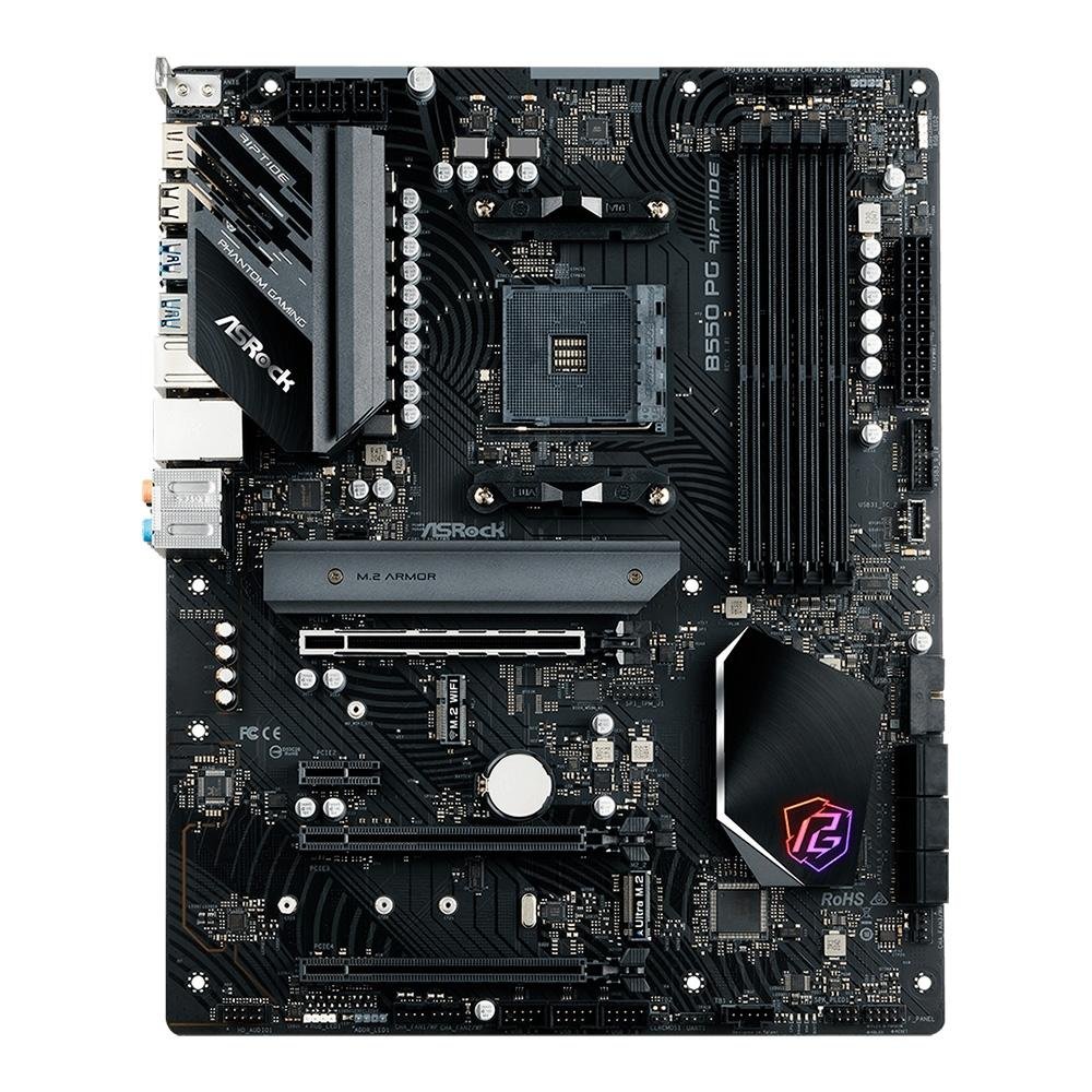 Placa-Mãe ASRock Phantom Gaming B550 PG Riptide, AMD B550 , ATX, DDR4, Preto - 90-MXBGH