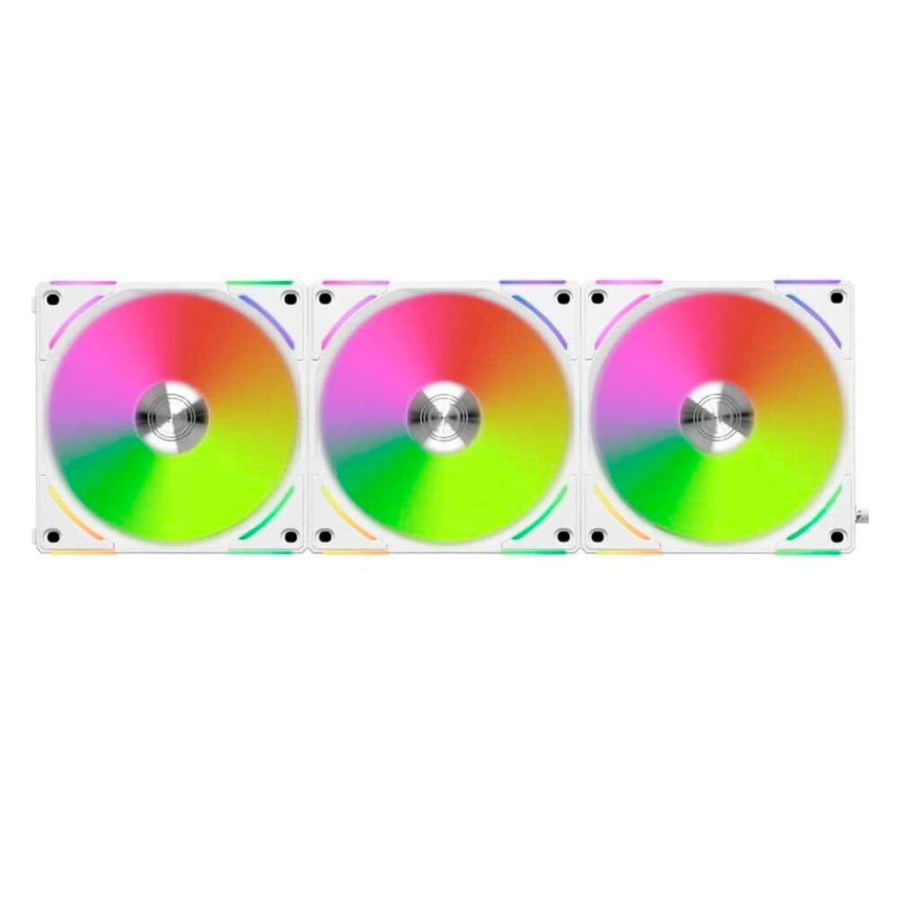 Kit com 3 Ventoinhas Lian Li UNI FAN AL V2, 120mm, RGB, Branco - UF-AL120V2-3W Kit com 3 Ventoinhas Lian Li UNI FAN AL V2, 120mm, RGB, Branco - UF-AL120V2-3W
