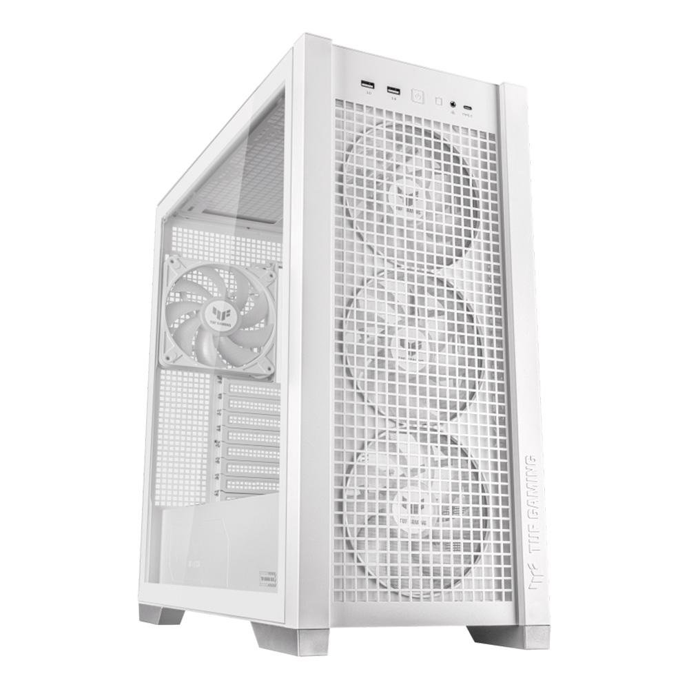 Gabinete Gamer Asus TUF Gaming GT302 ARGB BTF, E-ATX, Mid Tower, Lateral em Vidro Temperado, 4x 140mm Fan, Branco - 90DC00I3-B10000