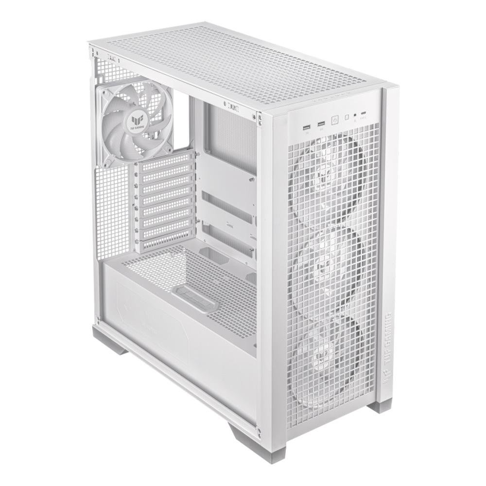 Gabinete Gamer Asus TUF Gaming GT302 ARGB BTF, E-ATX, Mid Tower, Lateral em Vidro Temperado, 4x 140mm Fan, Branco - 90DC00I3-B10000