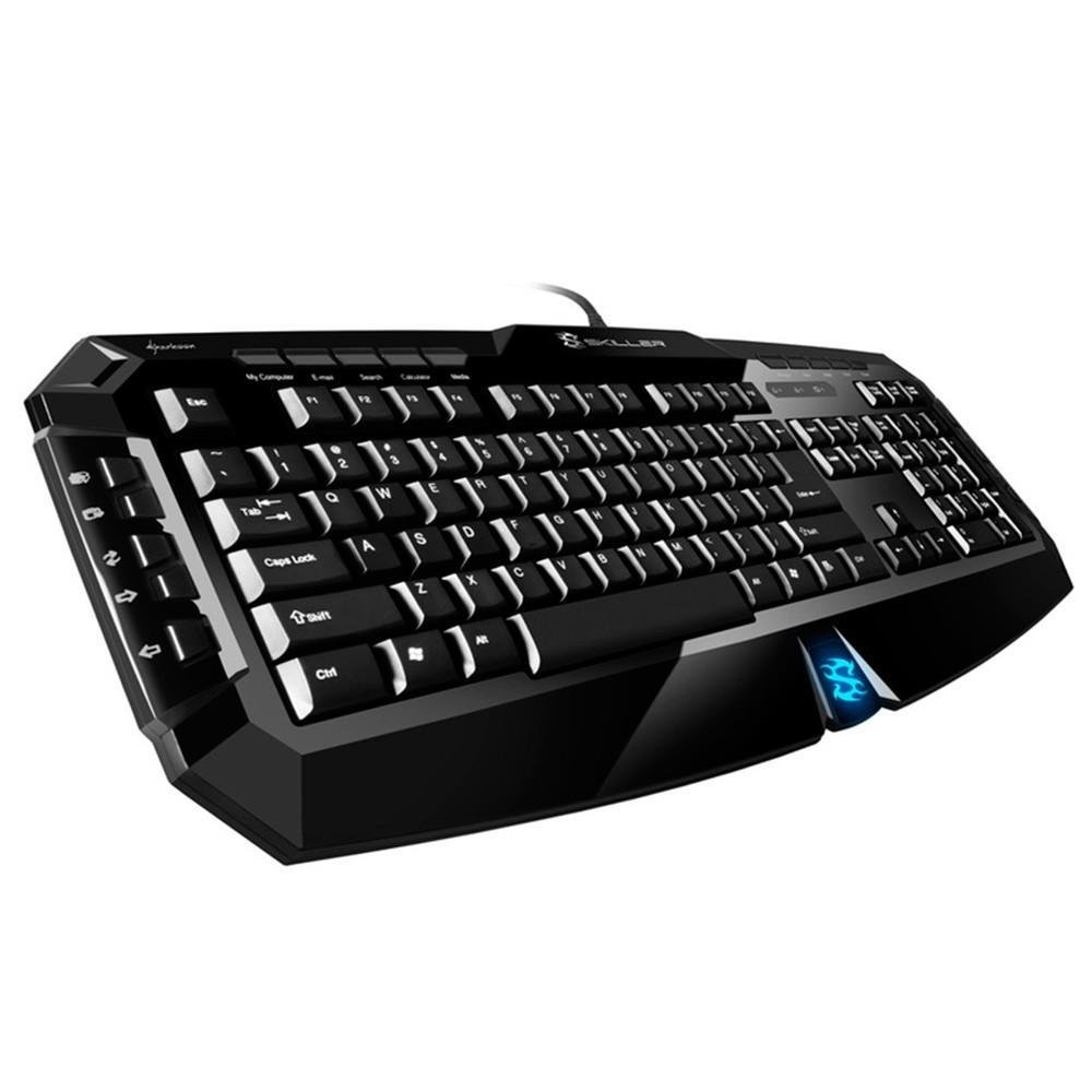 Teclado Sharkoon Gamer Multimídia Skiller Preto e Azul