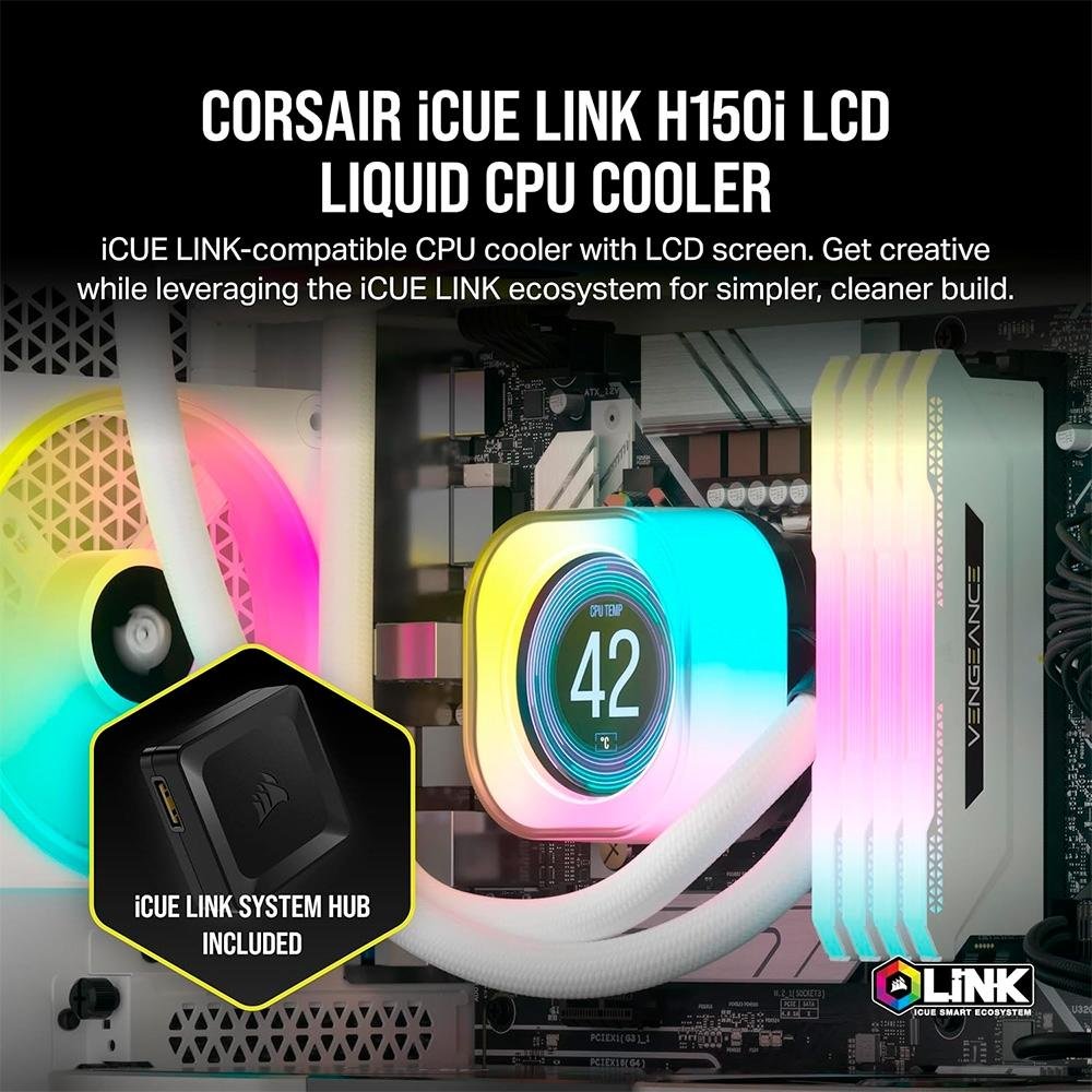 Water Cooler Corsair iCUE LINK H150i LCD | KaBuM!