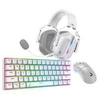 Kit Gamer Full Set 03 Rise Mode Brown, Teclado Mecânico GM1 White RGB, Mouse G1 Pro White 12000 DPI e Headset G1 SE, Branco - RM-GFS03-WBRO