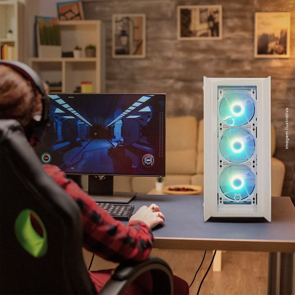 Gabinete Gamer Husky Dome 100, Mid Tower, ATX, Lateral e Frontal em Vidro, Sem FANs, Branco - HGN100BR Gabinete Gamer Husky Dome 100, Mid Tower, ATX, Lateral e Frontal em Vidro, Sem FANs, Branco - HGN100BR