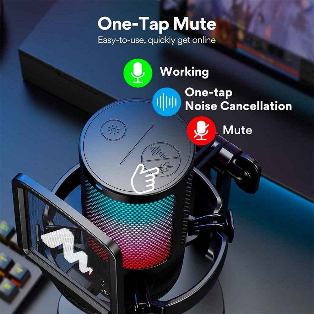 Microfone Gamer Maono DGM20, RGB, USB, PC, PS4, PS5 e MAC OS, Com Suporte, Preto - DGM20 (BLACK)