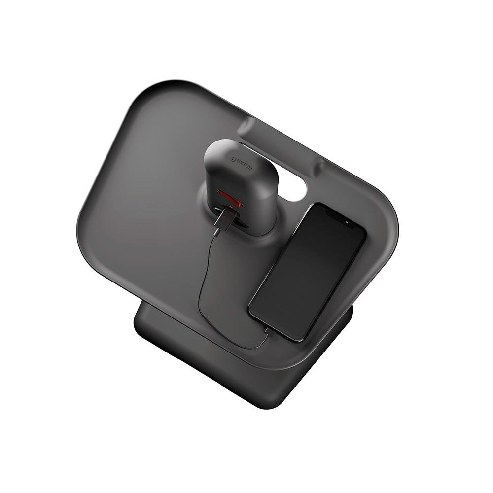 Extensão Torre OCTOO Totem Elétrico com 4 Tomadas, USB e USB-C, Bandeja de apoio, Titânio - 10168
