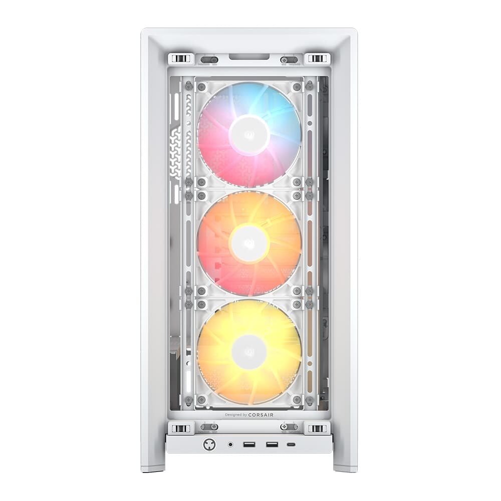 Gabinete Gamer Corsair 4000D RS ARGB, Mid Tower, Lateral em Vidro, com 3x Fans RS ARGB, Branco - CC-9011297-WW