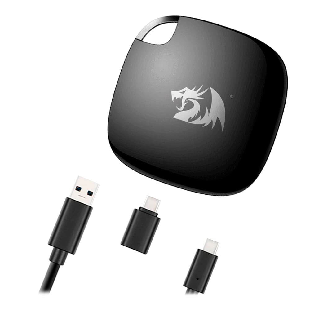SSD Externo Redragon Ignis, 1TB, USB-A e USB-C, Portátil, Leitura 450 MB/s, Preto - ED-204 SSD Externo Redragon Ignis, 1TB, USB-A e USB-C, Portátil, Leitura 450 MB/s, Preto - ED-204