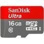Cartão de Memória SanDisk Micro SD 16GB Ultra Classe 10 Vel. até 80MB/s a Prova de Água p/ Smartphone SDSQUNC-016G-GN6MA