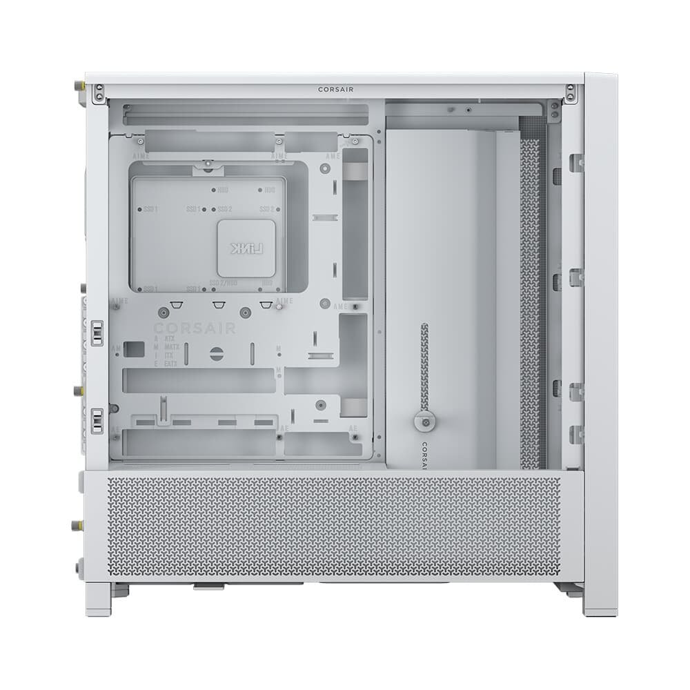 Gabinete Corsair Frame 4000D RS, Mid Tower, ATX, Lateral em Vidro, Modular High, Airflow, 3x FANs, Branco - CC-9011313-WW
