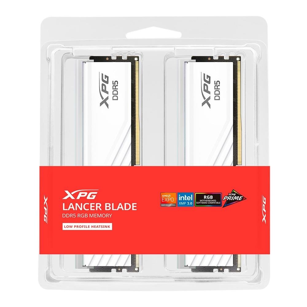 Memória RAM XPG Lancer Blade, 32GB(2x16GB), RGB, DDR5, 6000MHz, Dual Tray, CL48, Branco - AX5U6000C4816G-DTLABRWH