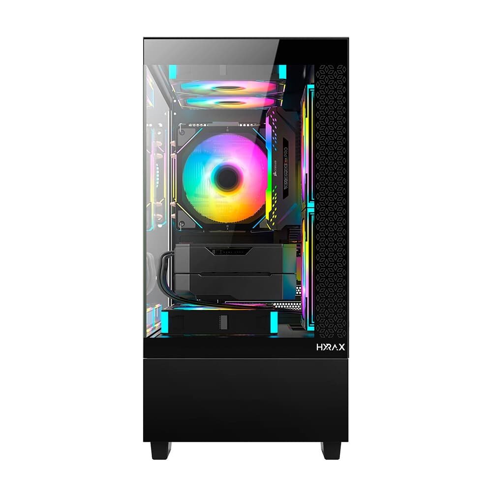 Gabinete Gamer Hyrax HGB320, Mini Tower, M-ATX, Frontal e Lateral em Vidro Temperado, Sem FANs, Preto - HGB320B Gabinete Gamer Hyrax HGB320, Mini Tower, M-ATX, Frontal e Lateral em Vidro Temperado, Sem FANs, Preto - HGB320B