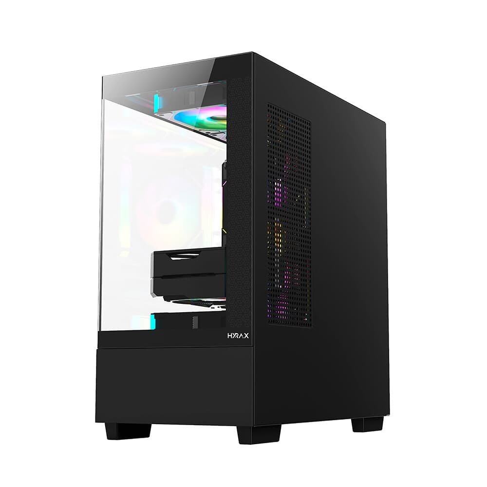 Gabinete Gamer Hyrax HGB320, Mini Tower, M-ATX, Frontal e Lateral em Vidro Temperado, Sem FANs, Preto - HGB320B Gabinete Gamer Hyrax HGB320, Mini Tower, M-ATX, Frontal e Lateral em Vidro Temperado, Sem FANs, Preto - HGB320B