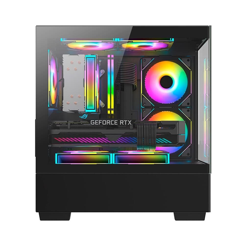Gabinete Gamer Hyrax HGB320, Mini Tower, M-ATX, Frontal e Lateral em Vidro Temperado, Sem FANs, Preto - HGB320B Gabinete Gamer Hyrax HGB320, Mini Tower, M-ATX, Frontal e Lateral em Vidro Temperado, Sem FANs, Preto - HGB320B