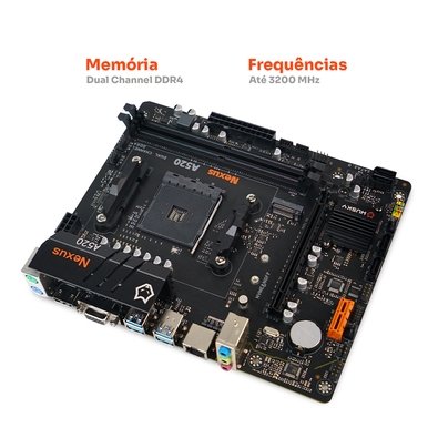 Placa-Mãe Husky Nexus A520, M.2 NVMe, DDR4 3200MHz, Ryzen 5000/4000/3000, Micro-ATX, 64GB Dual Channel - HPM520