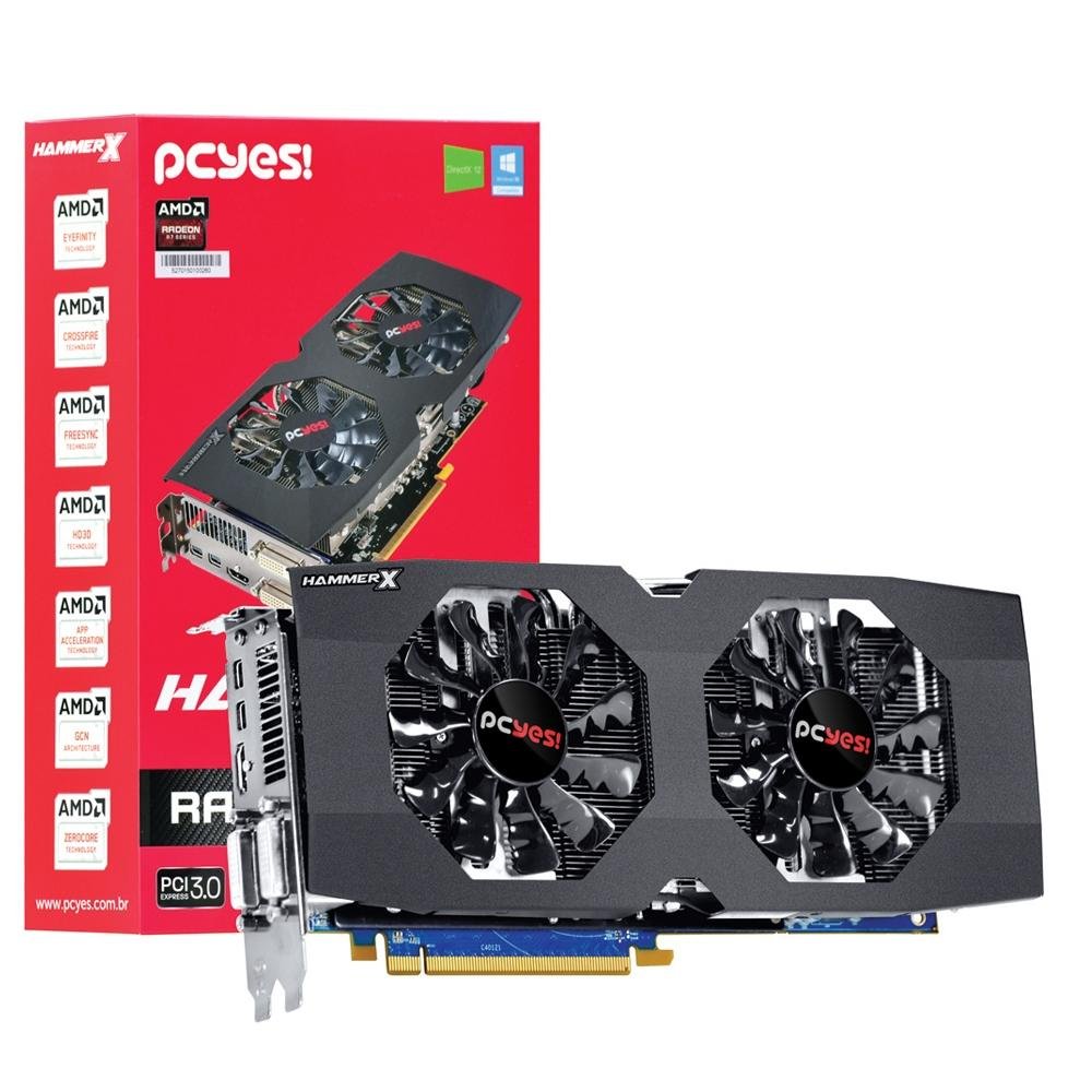 Placa de Vídeo VGA PcYes AMD Radeon R7 370 Hammer X Dual-Fan OC Edition ...