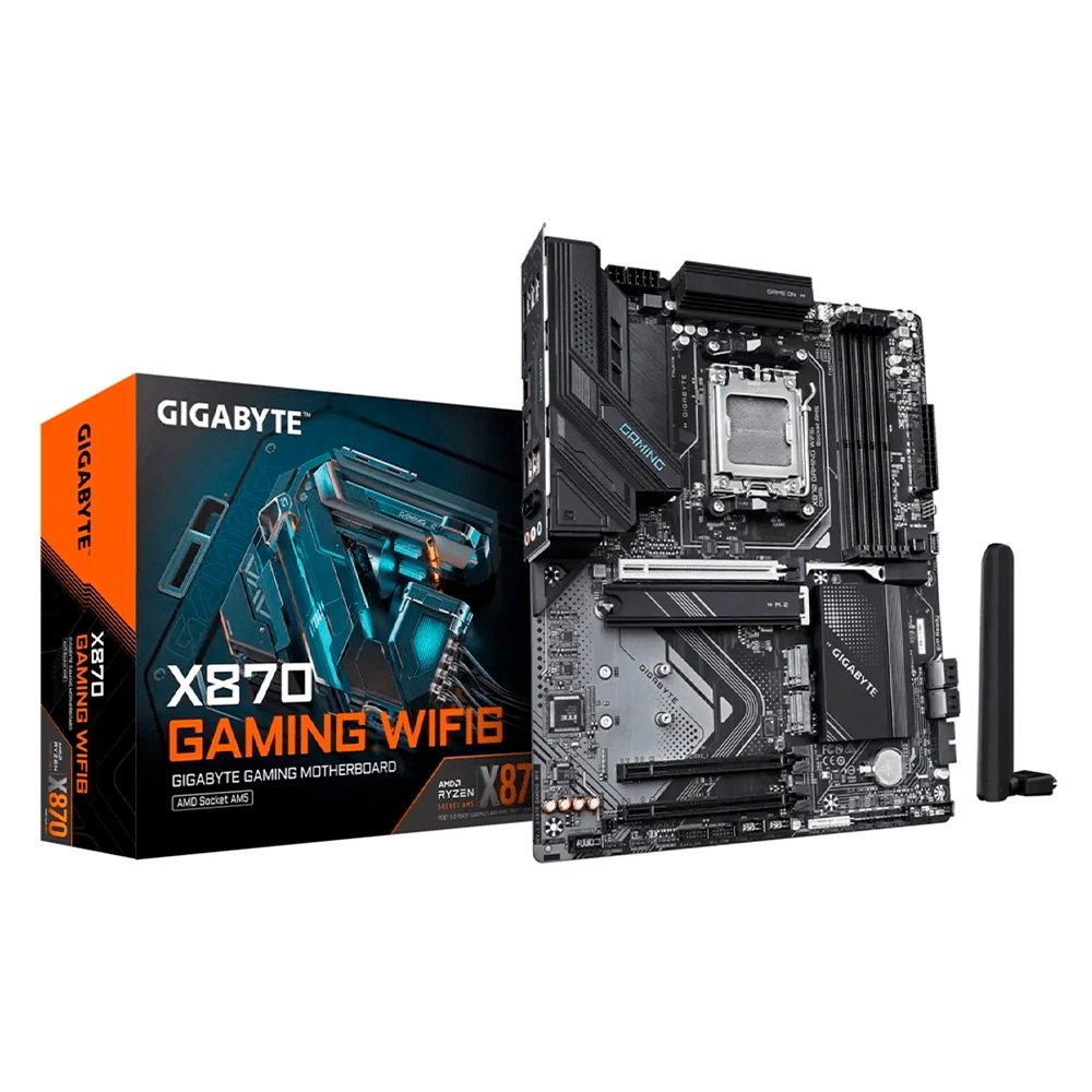 Placa Mãe Gigabyte X870 GAMING WIFI6, AMD AM5, ATX, DDR5, LED RGB, Bluetooth, Wi-Fi 6, Preto - X87GW-00 Placa Mãe Gigabyte X870 GAMING WIFI6, AMD AM5, ATX, DDR5, LED RGB, Bluetooth, Wi-Fi 6, Preto - X87GW-00