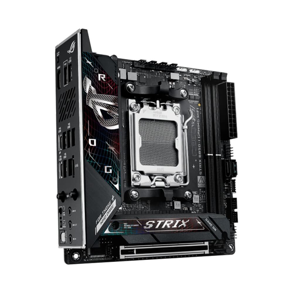Placa Mãe ASUS ROG STRIX B850-I GAMING WIFI, AMD AM5 , Mini-ITX, DDR5, Wi-fi 7, Bluetooth, Preto - ROG STRIX B850-I GAMING WIFI