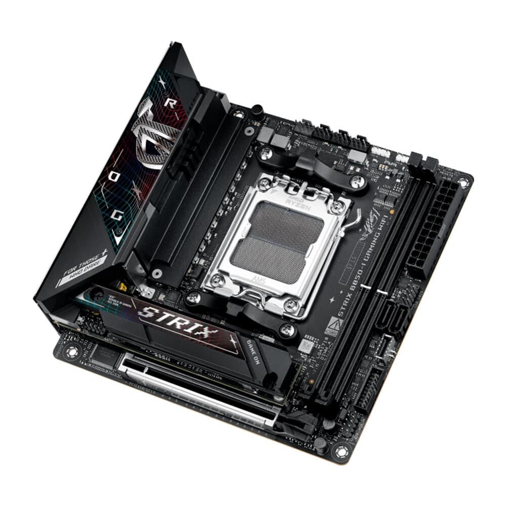 Placa Mãe ASUS ROG STRIX B850-I GAMING WIFI, AMD AM5 , Mini-ITX, DDR5, Wi-fi 7, Bluetooth, Preto - ROG STRIX B850-I GAMING WIFI