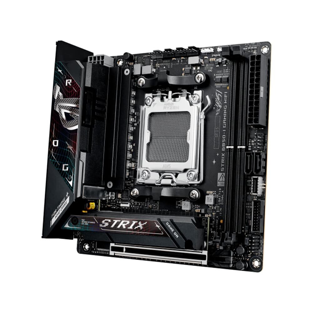 Placa Mãe ASUS ROG STRIX B850-I GAMING WIFI, AMD AM5 , Mini-ITX, DDR5, Wi-fi 7, Bluetooth, Preto - ROG STRIX B850-I GAMING WIFI