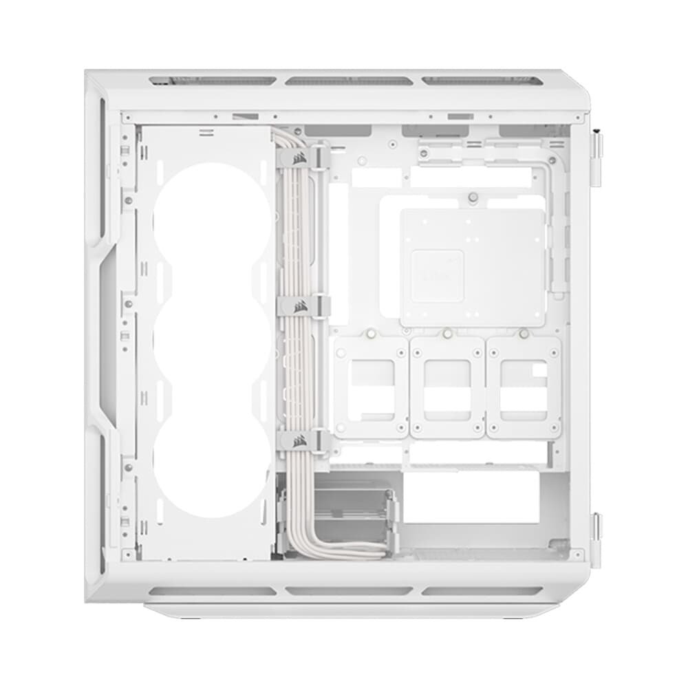 Gabinete Gamer Corsair 5000T Mid-Tower, E-ATX, Lateral em Vidro temperado, Sem FANs, Branco - CC-9011301-WW Gabinete Gamer Corsair 5000T Mid-Tower, E-ATX, Lateral em Vidro temperado, Sem FANs, Branco - CC-9011301-WW