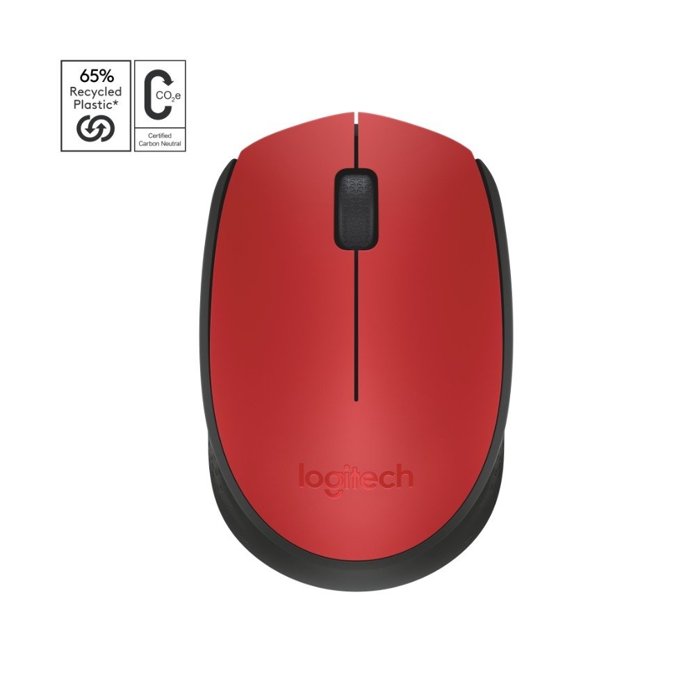 Mouse sem fio Logitech M170 com Design Ambidestro Compacto, Conexão USB e Pilha Inclusa, Vermelho - 910-004941