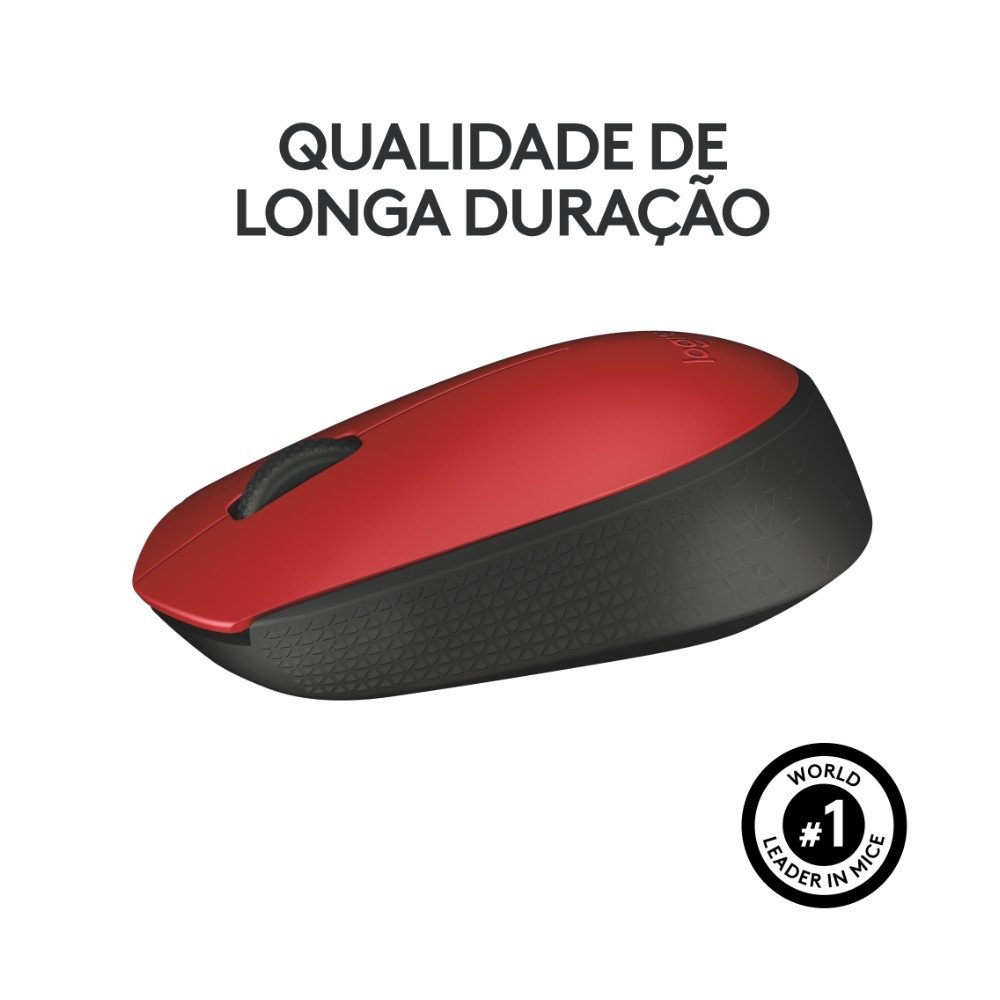 Mouse sem fio Logitech M170 com Design Ambidestro Compacto, Conexão USB e Pilha Inclusa, Vermelho - 910-004941