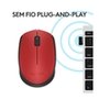 Mouse sem fio Logitech M170 com Design Ambidestro Compacto, Conexão USB e Pilha Inclusa, Vermelho - 910-004941