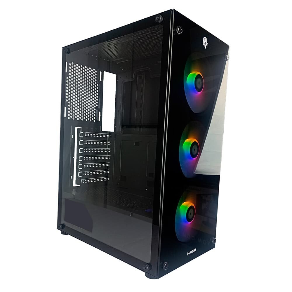 Gabinete Gamer HAYOM GB1769, Mid Tower, Lateral em Vidro, 3X Fans, Preto - GB.17.10.69 Gabinete Gamer HAYOM GB1769, Mid Tower, Lateral em Vidro, 3X Fans, Preto - GB.17.10.69