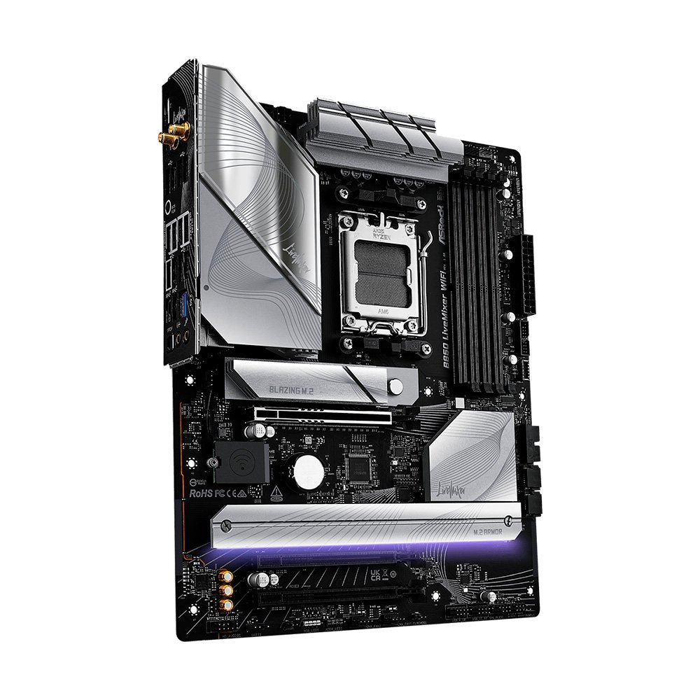 ASRock B850 LiveMixer WiFi マザーボード AM5 Placa-Mãe ASRock B850 AM5 DDR5 Wi-Fi 7 | KaBuM!