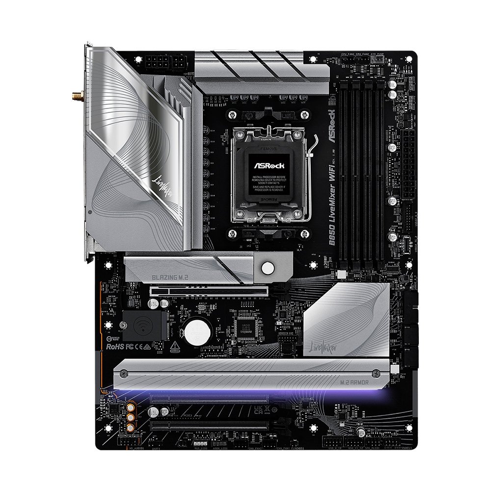 マザーボード ASRock B850 LiveMixer Placa-Mãe ASRock B850 AM5 DDR5 Wi-Fi 7 | KaBuM!