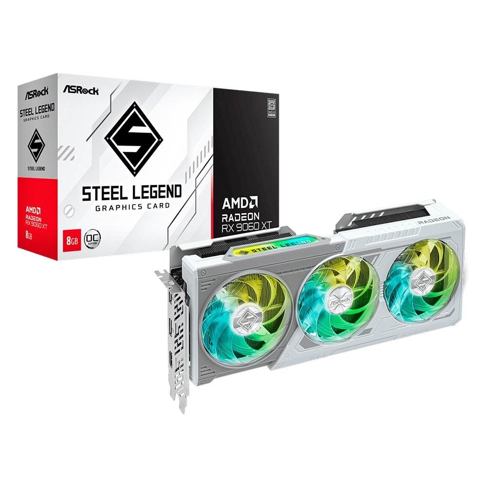 Placa de Vídeo ASRock RX 9060 XT Steel Legend OC White 8GB