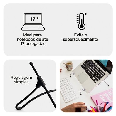 Suporte Octoo UpTable p/ Notebook  Preto Fosco
