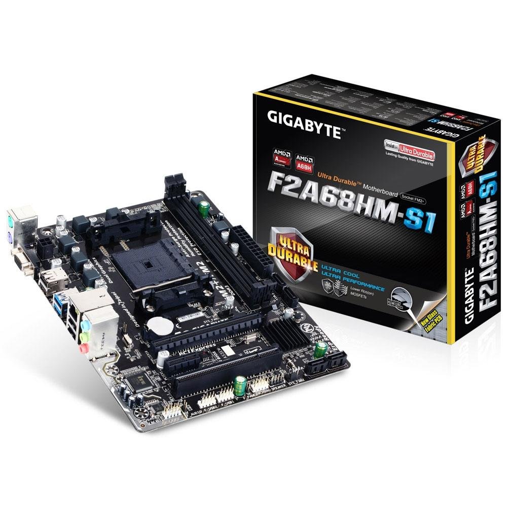 Placa-Mãe Gigabyte GA-F2A68HM-S1, AMD FM2+, mATX, DDR3 Placa-Mãe Gigabyte GA-F2A68HM-S1, AMD FM2+, mATX, DDR3