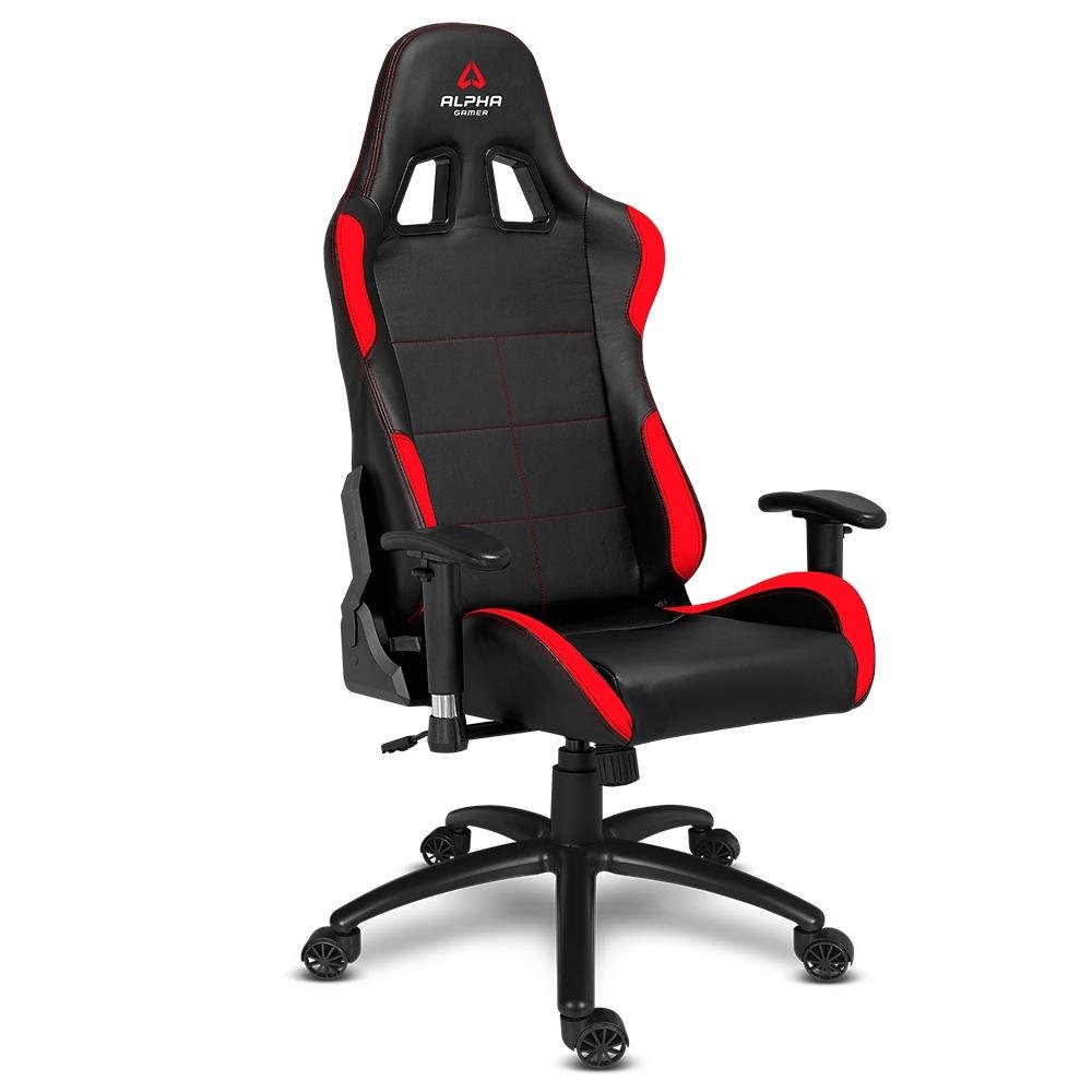 Cadeira Gamer Alpha Gamer Vega, Preto e Vermelho, Reclinável, com Almofadas, Cilindro de Gás Classe 4 Cadeira Gamer Alpha Gamer Vega, Preto e Vermelho, Reclinável, com Almofadas, Cilindro de Gás Classe 4
