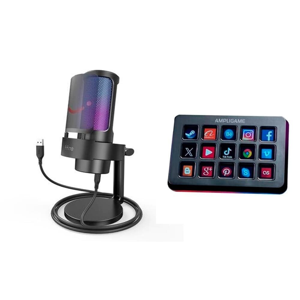 Kit Streamer Microfone de Mesa Fifine + Mesa Controladora Fifine
