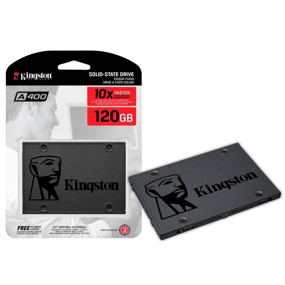 SSD Kingston A400, SATA, 120GB, 2.5", Leitura: 500MB/s e Gravação: 320MB/s, Preto - SA400S37/120G SSD Kingston A400, SATA, 120GB, 2.5", Leitura: 500MB/s e Gravação: 320MB/s, Preto - SA400S37/120G