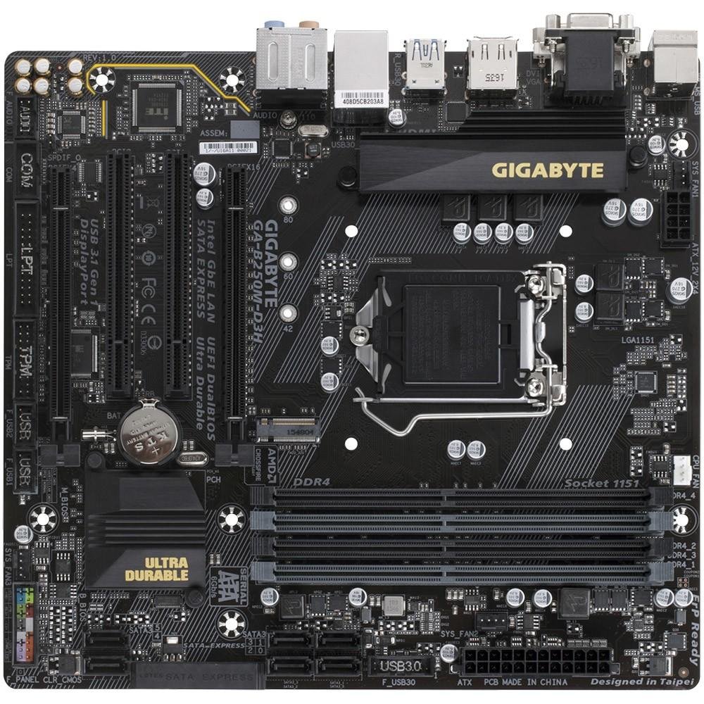 Placa-Mãe GIGABYTE p/ Intel LGA 1151 mATX GA-B250M-D3H DDR4 Placa-Mãe GIGABYTE p/ Intel LGA 1151 mATX GA-B250M-D3H DDR4