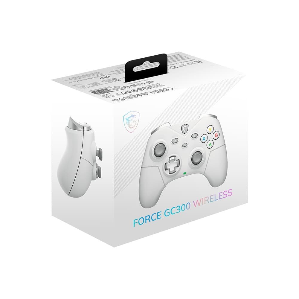 Controle Gamer Sem Fio MSI Force GC300 Wireless White, 2.4GHz, Bluetooth, USB2.0 Tipo-C, PC e Android, Branco - FORCEGC300WW Controle Gamer Sem Fio MSI Force GC300 Wireless White, 2.4GHz, Bluetooth, USB2.0 Tipo-C, PC e Android, Branco - FORCEGC300WW