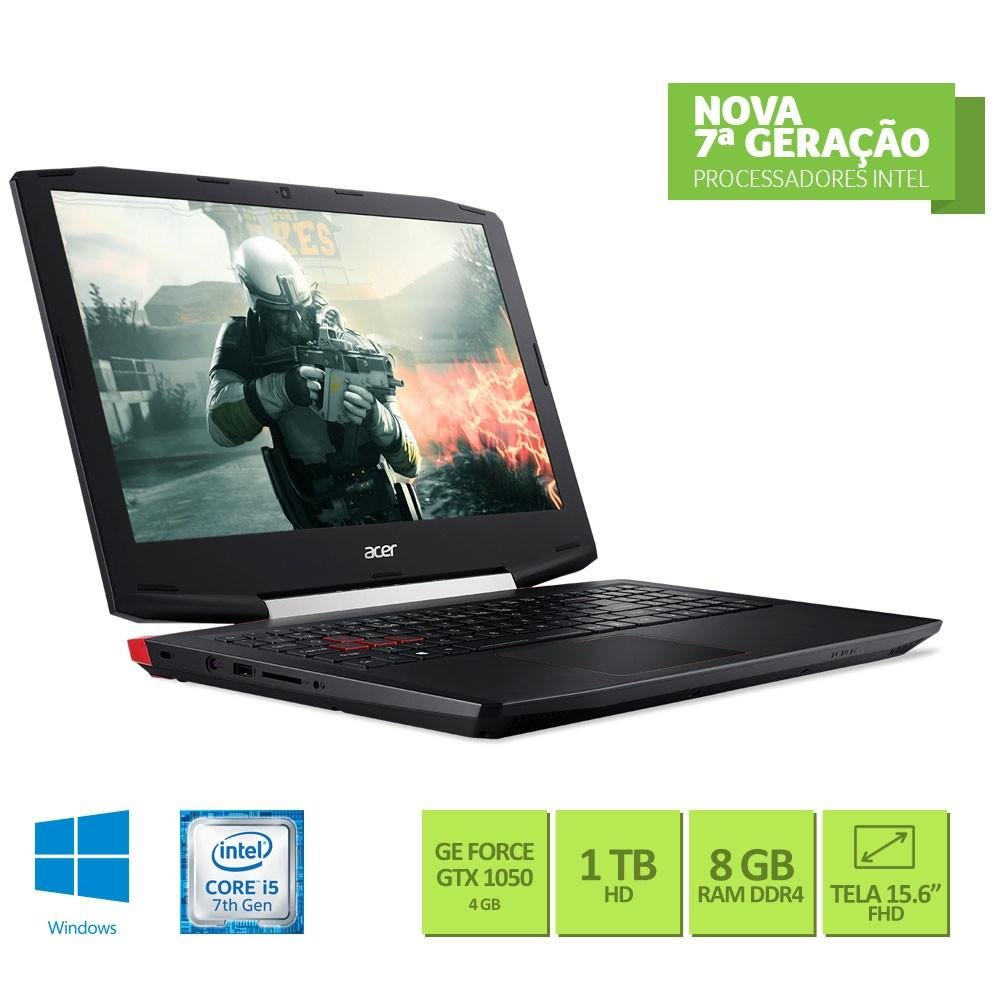 Notebook Gamer Acer Intel Core I5-7300HQ, 8GB, 1TB, DDR4, NVIDIA GEFORCE GTX 1050 4GB, DDR5, 15,6´´ FULL HD, Windows 10 HOME - VX5-591G-54PG Notebook Gamer Acer Intel Core I5-7300HQ, 8GB, 1TB, DDR4, NVIDIA GEFORCE GTX 1050 4GB, DDR5, 15,6´´ FULL HD, Windows 10 HOME - VX5-591G-54PG