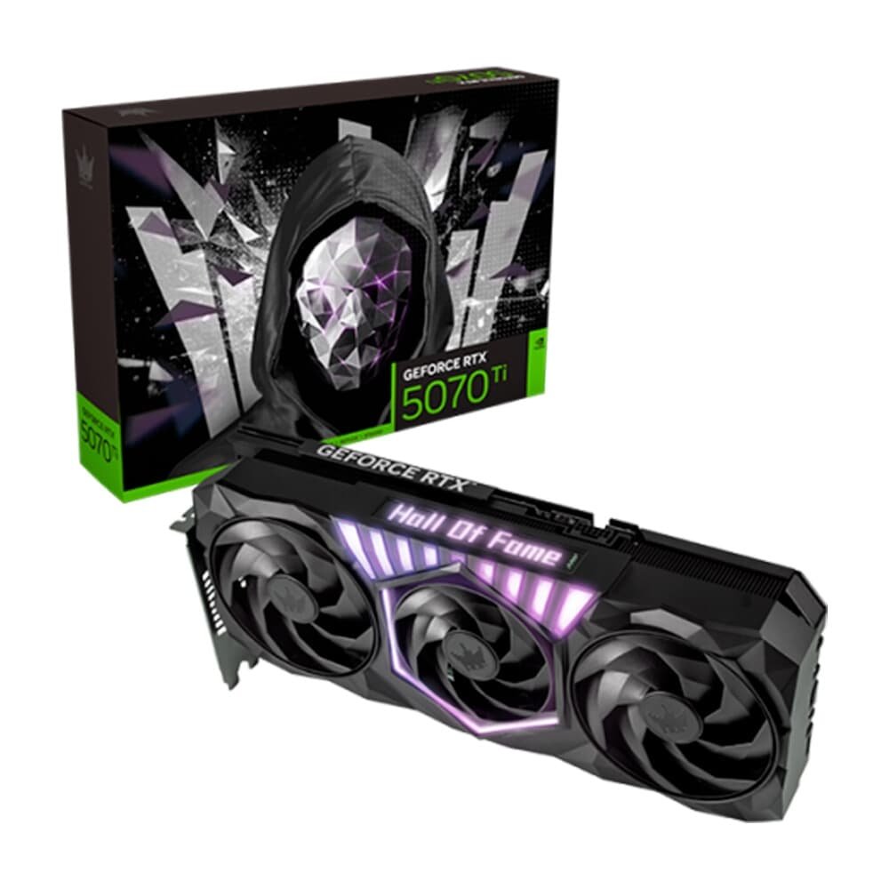 Placa de Vídeo Galax GeForce RTX 5070 Ti HOF Gaming Black NVIDIA Geforce, 16GB, GDDR7, 256-bits, Triple Fan, DLSS 4, DirectX - 527200-0771